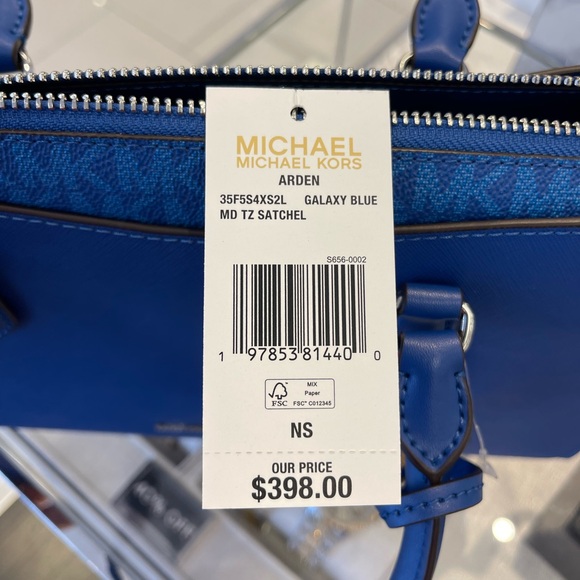 MICHAEL KORS Arden Md Top-Zip EW Leather Tote Crossbody Satchel 
Galaxy Blue
NWT - Picture 10 of 16
